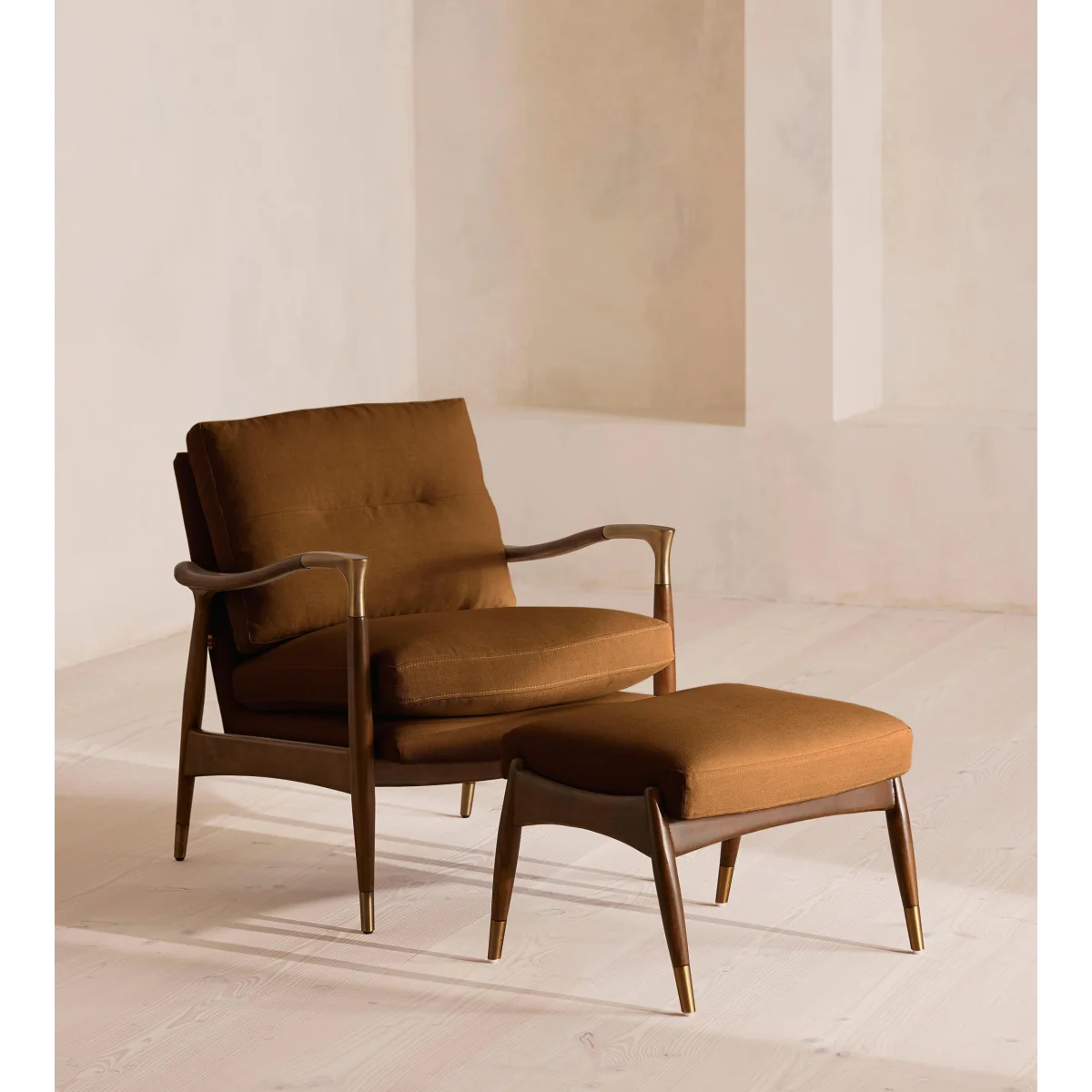 Theodore Footstool, Linen, Terracotta, UK – image 6
