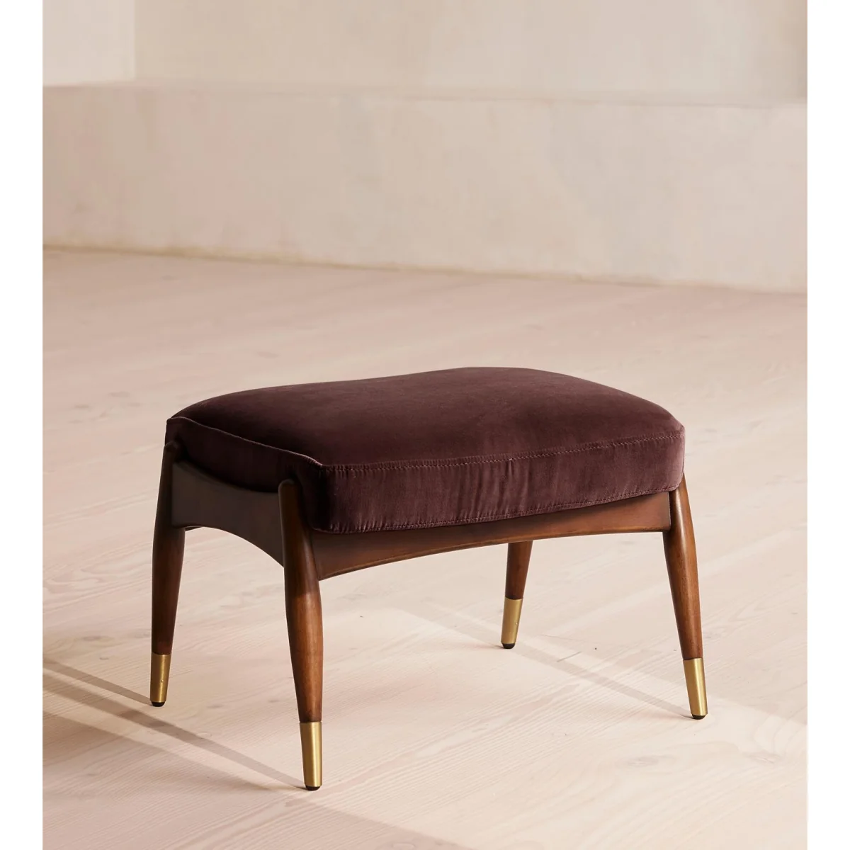 Theodore Footstool, Velvet, Aubergine, UK – image 2