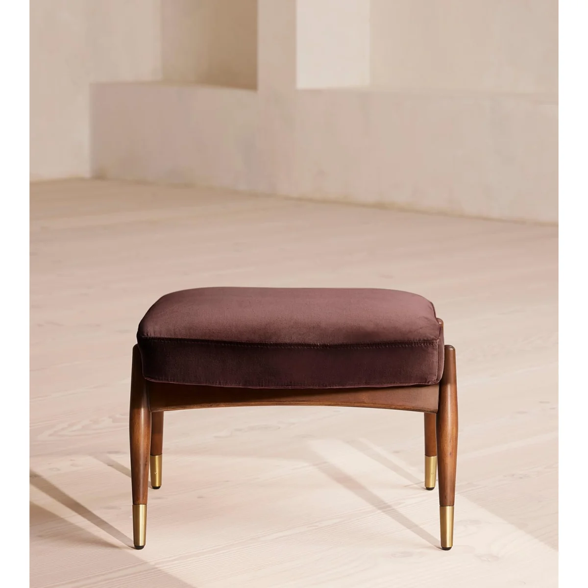 Theodore Footstool, Velvet, Aubergine, UK – image 3