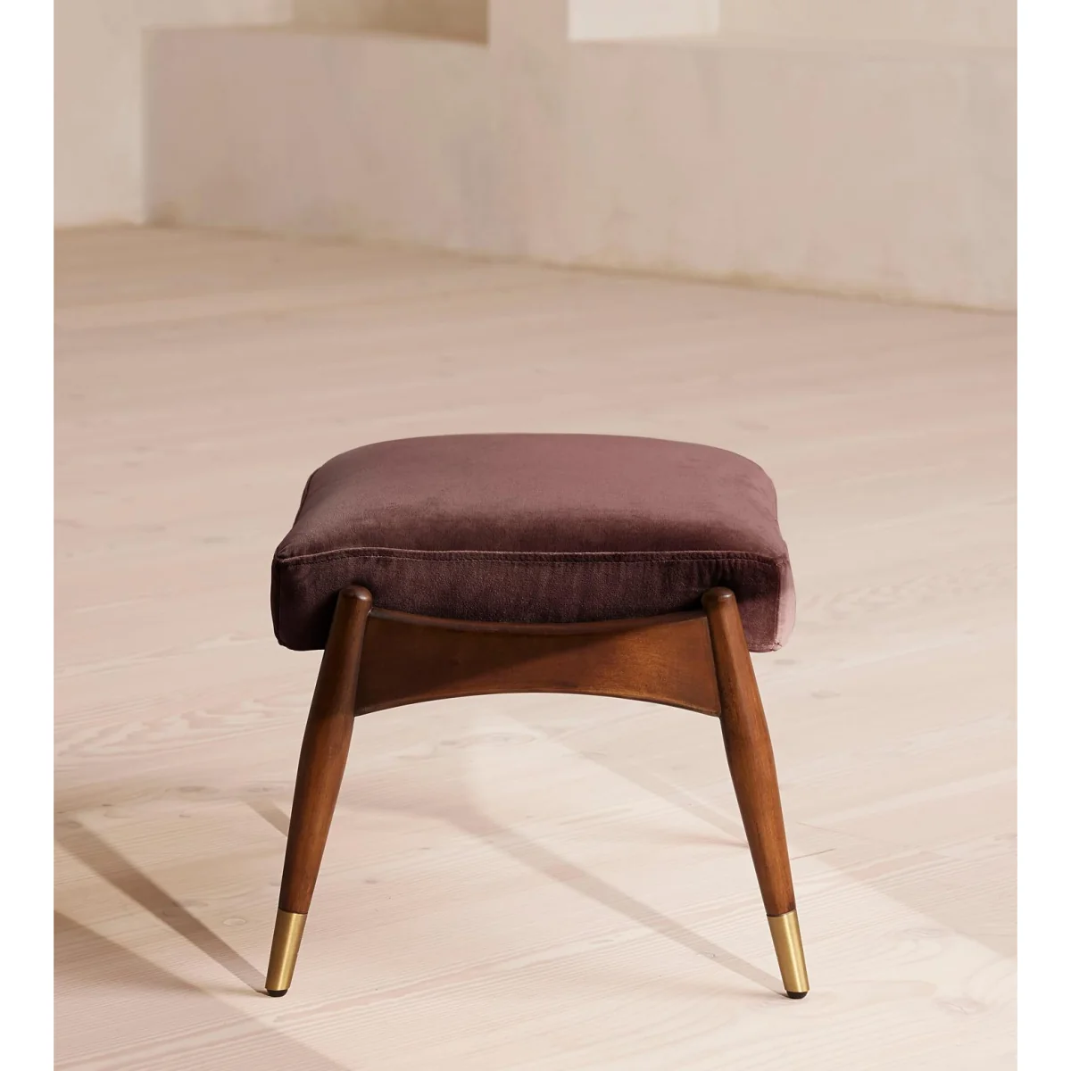 Theodore Footstool, Velvet, Aubergine, UK – image 4