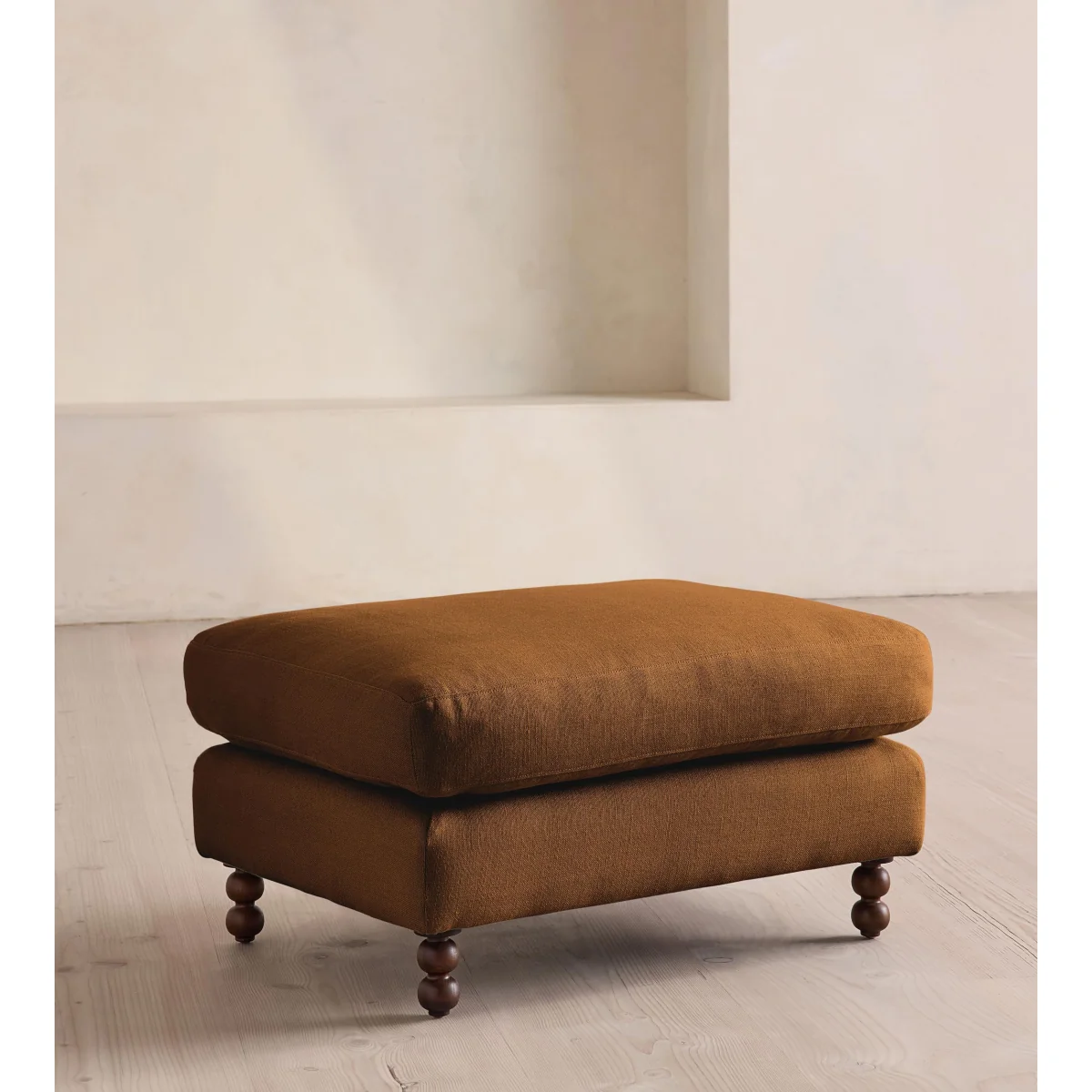 Audrey Rectangle Ottoman, Linen, Terracotta, UK – image 2