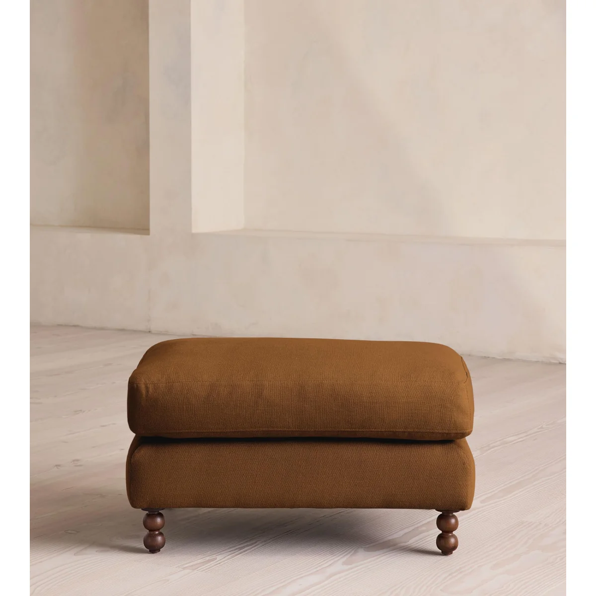 Audrey Rectangle Ottoman, Linen, Terracotta, UK – image 3