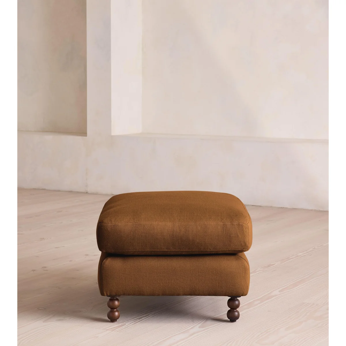 Audrey Rectangle Ottoman, Linen, Terracotta, UK – image 4