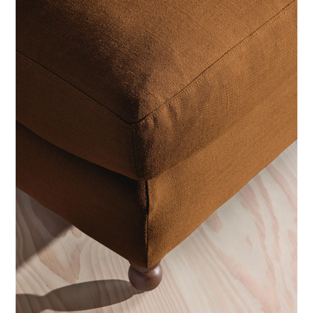 Audrey Rectangle Ottoman, Linen, Terracotta, UK – image 5