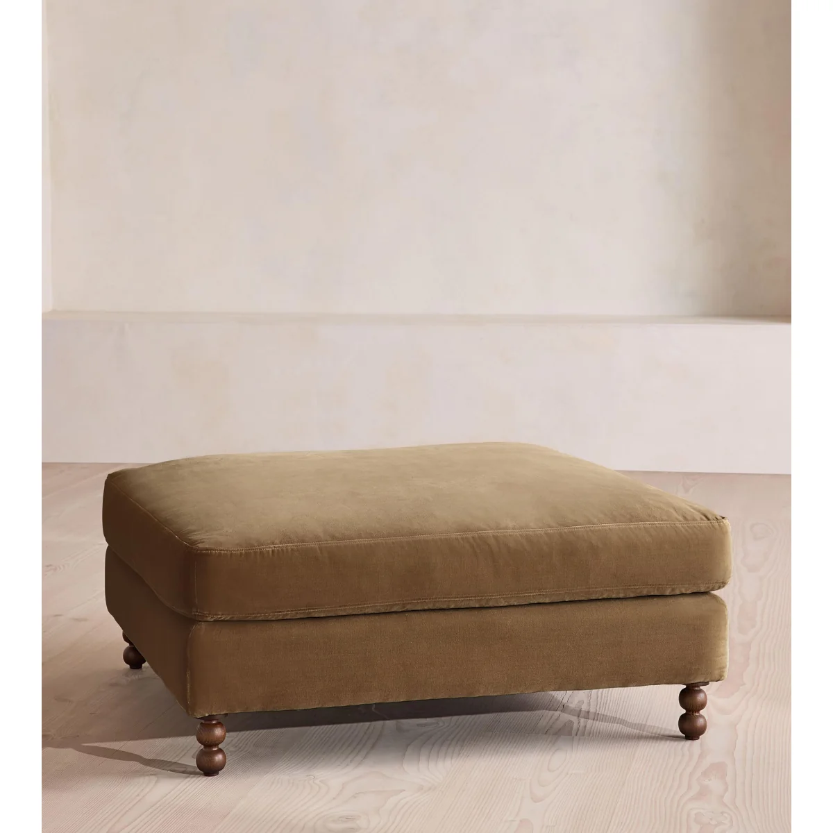 Audrey Square Ottoman, Velvet, Truffle, UK – image 2