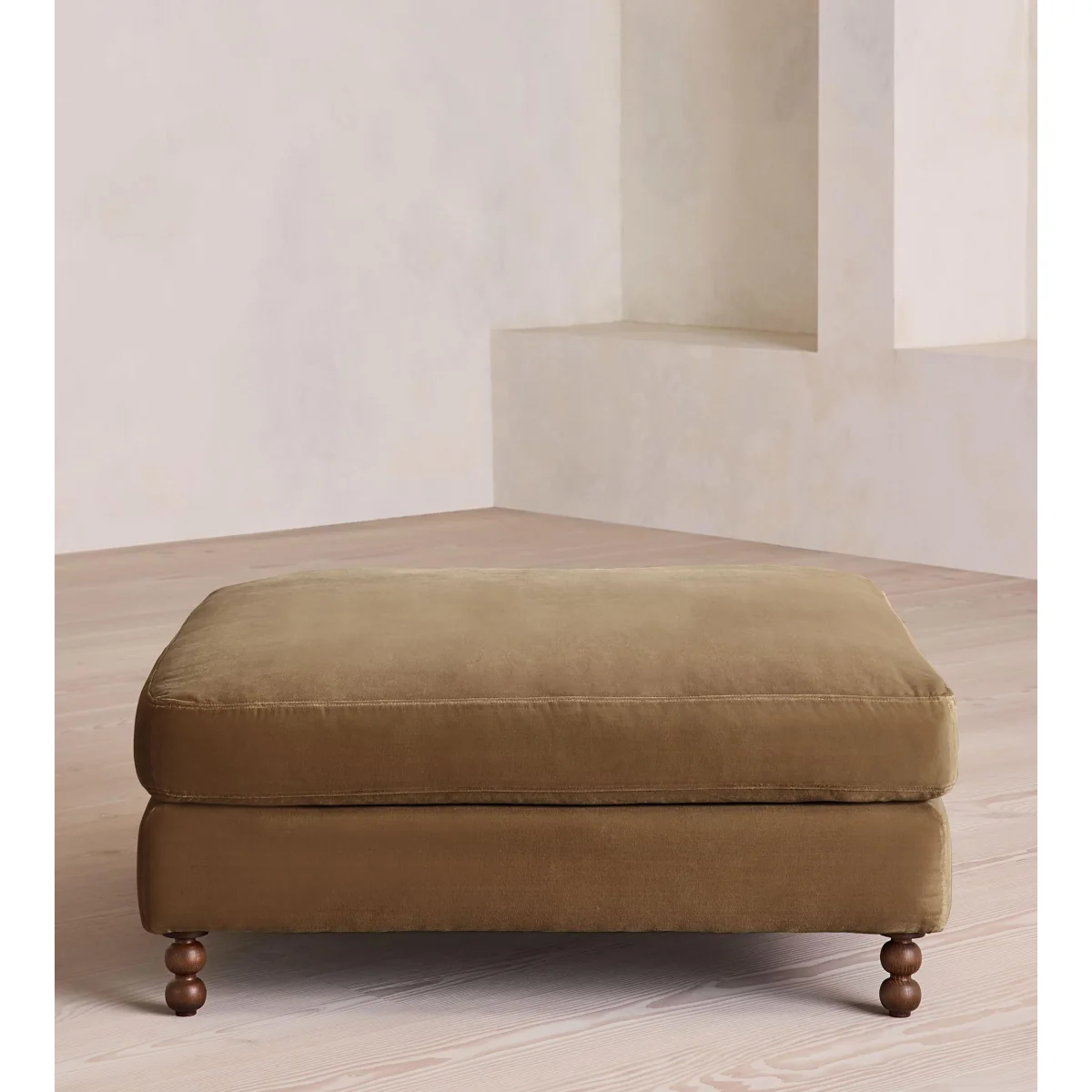 Audrey Square Ottoman, Velvet, Truffle, UK – image 3