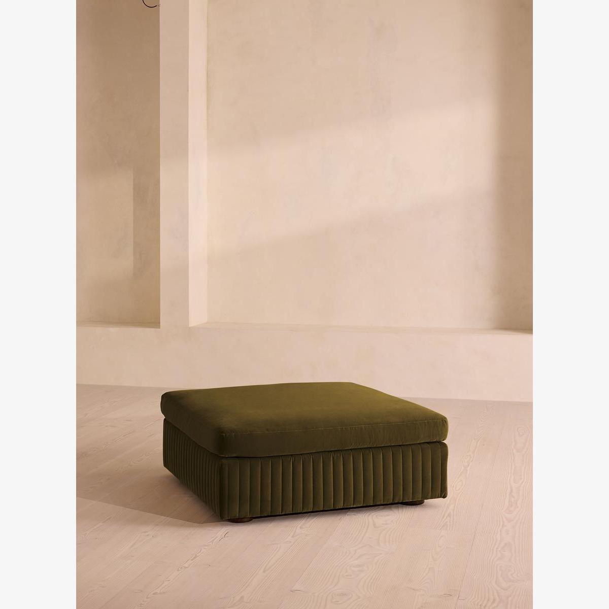 Oona Ottoman, Olive Velvet – image 1