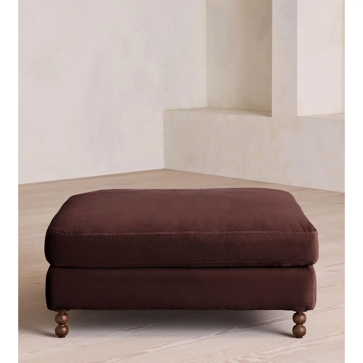 Audrey Square Ottoman, Velvet, Aubergine, UK – image 3