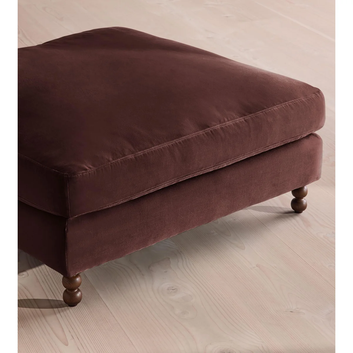 Audrey Square Ottoman, Velvet, Aubergine, UK – image 4
