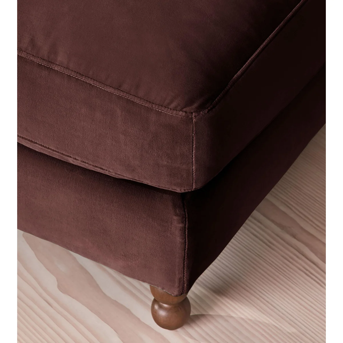 Audrey Square Ottoman, Velvet, Aubergine, UK – image 5