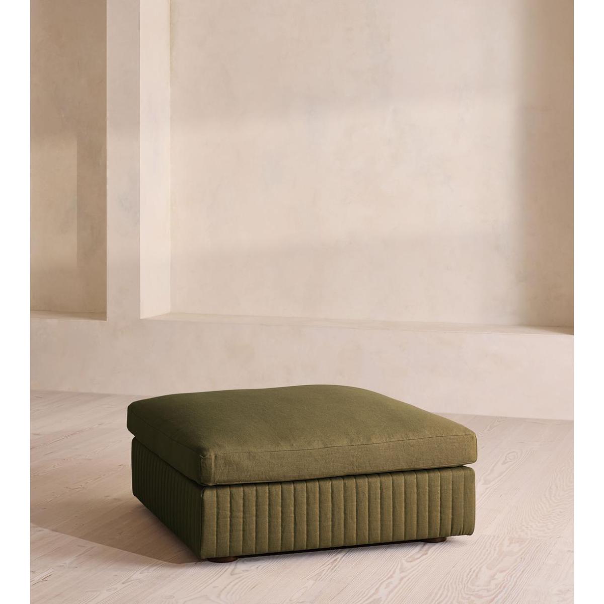 Oona Ottoman, Linen, Olive, UK – image 2