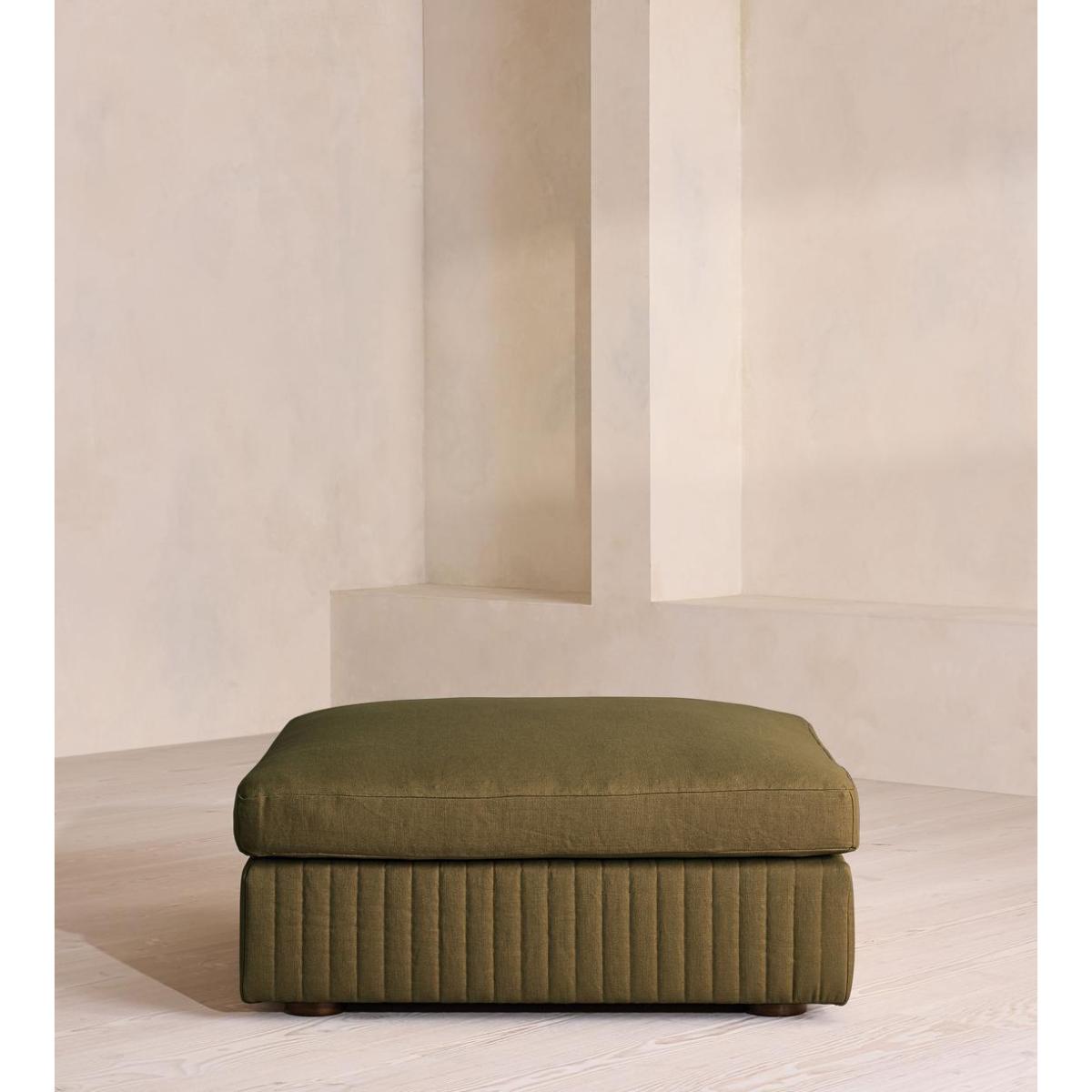 Oona Ottoman, Linen, Olive, UK – image 3