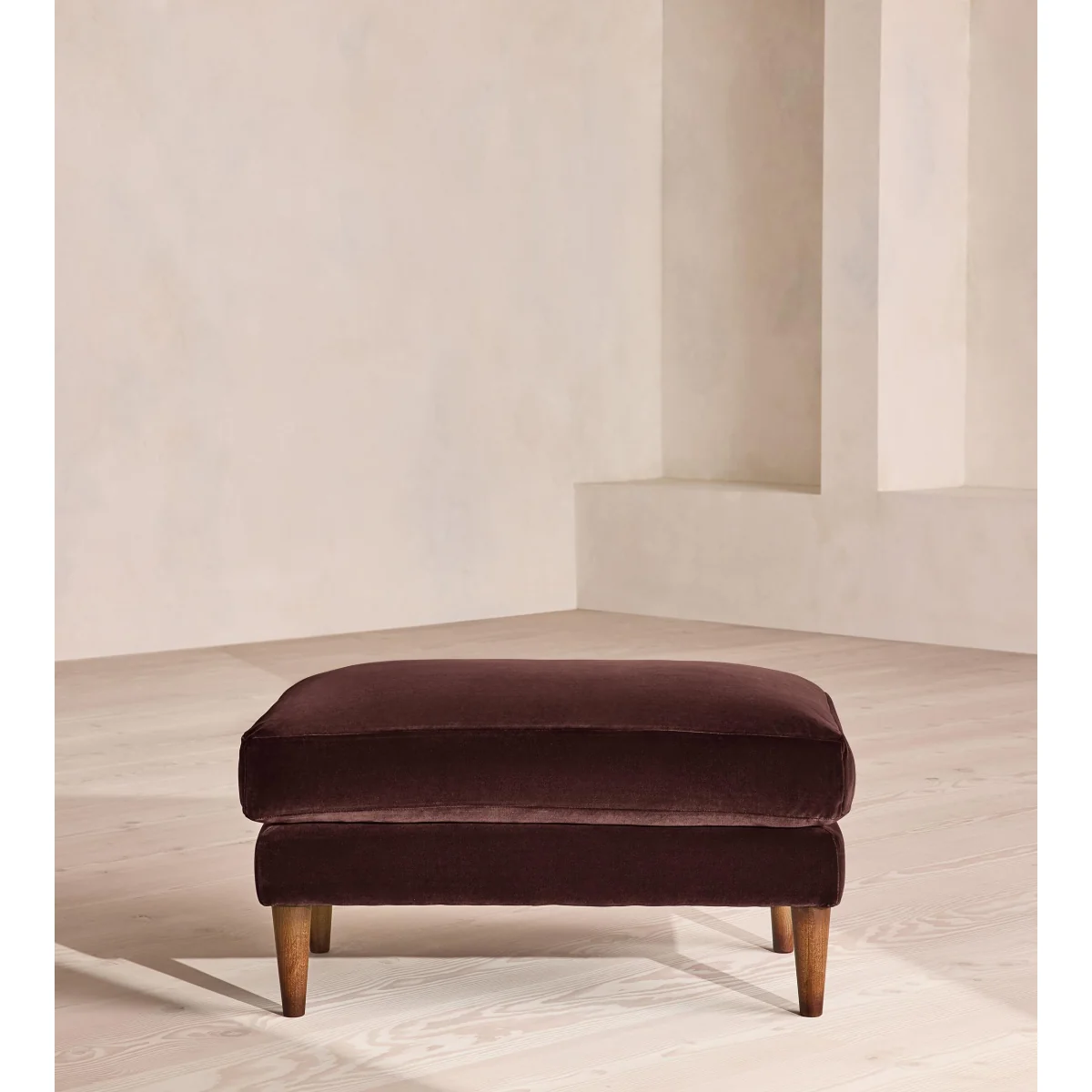 Reya Ottoman, Velvet, Aubergine, UK – image 3