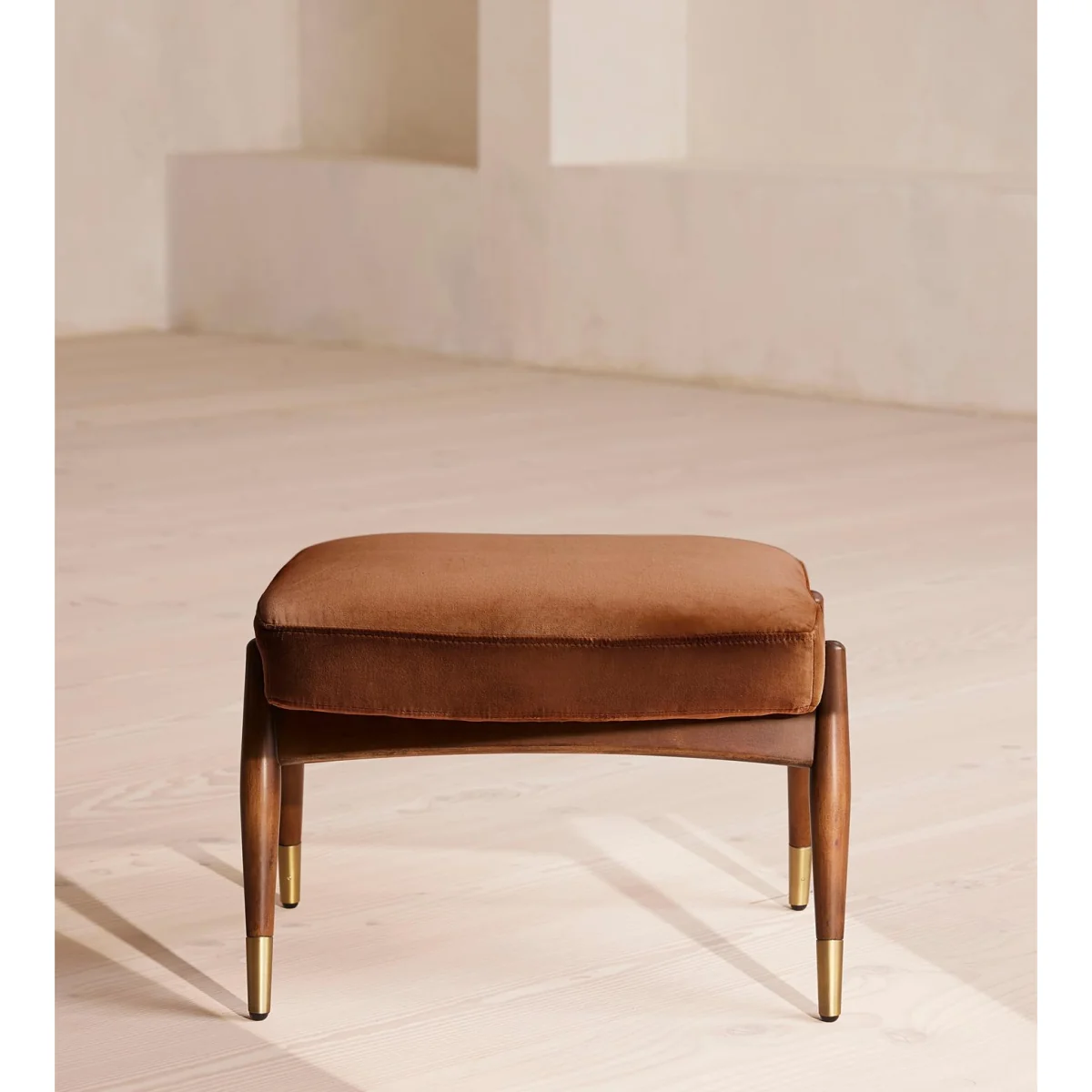 Theodore Footstool, Velvet, Cinnamon, UK – image 3
