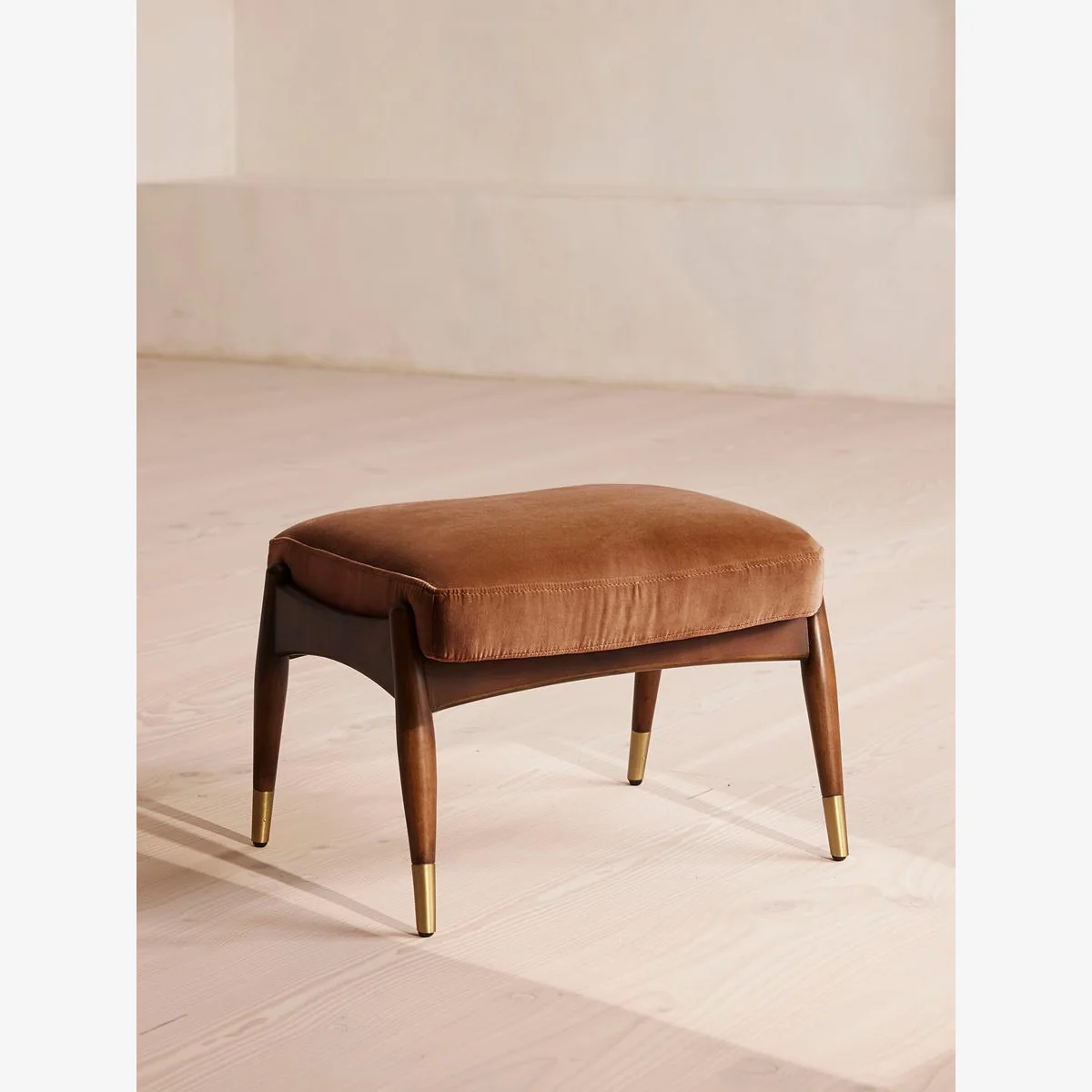 Theodore Footstool, Velvet, Cinnamon, UK – image 1