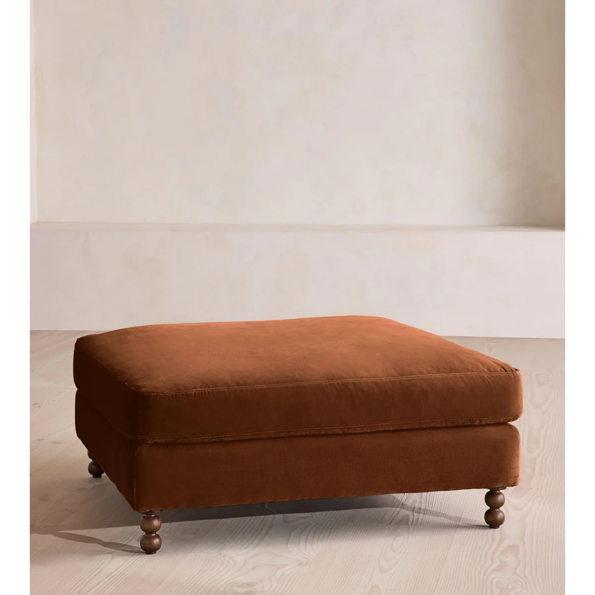 Audrey Square Ottoman, Velvet, Cinnamon, UK – image 2