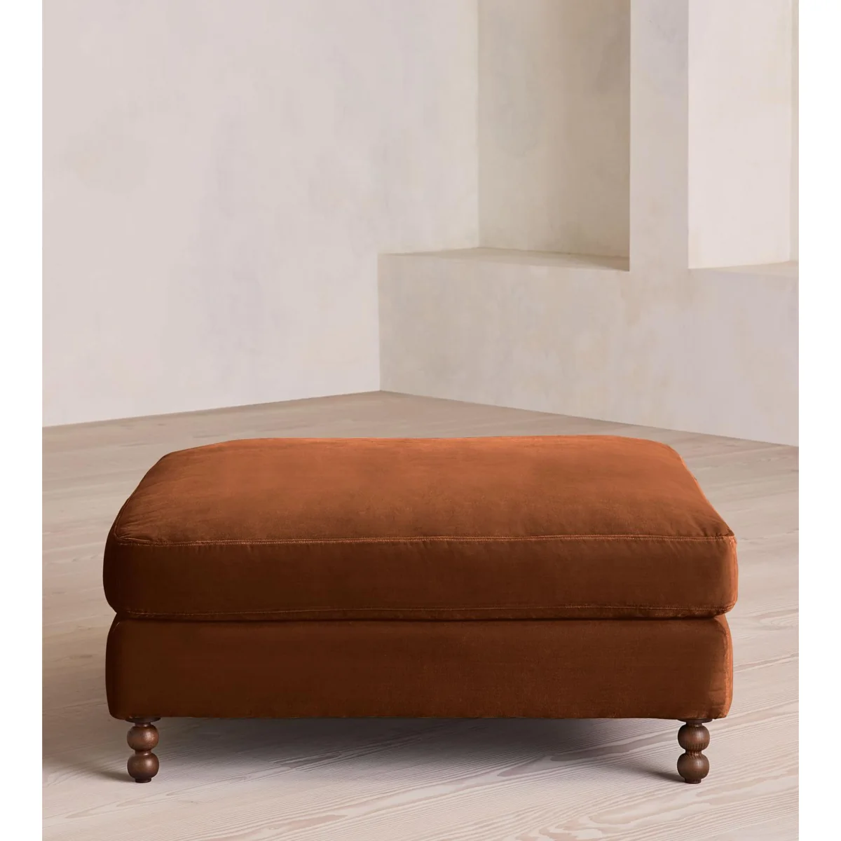 Audrey Square Ottoman, Velvet, Cinnamon, UK – image 3
