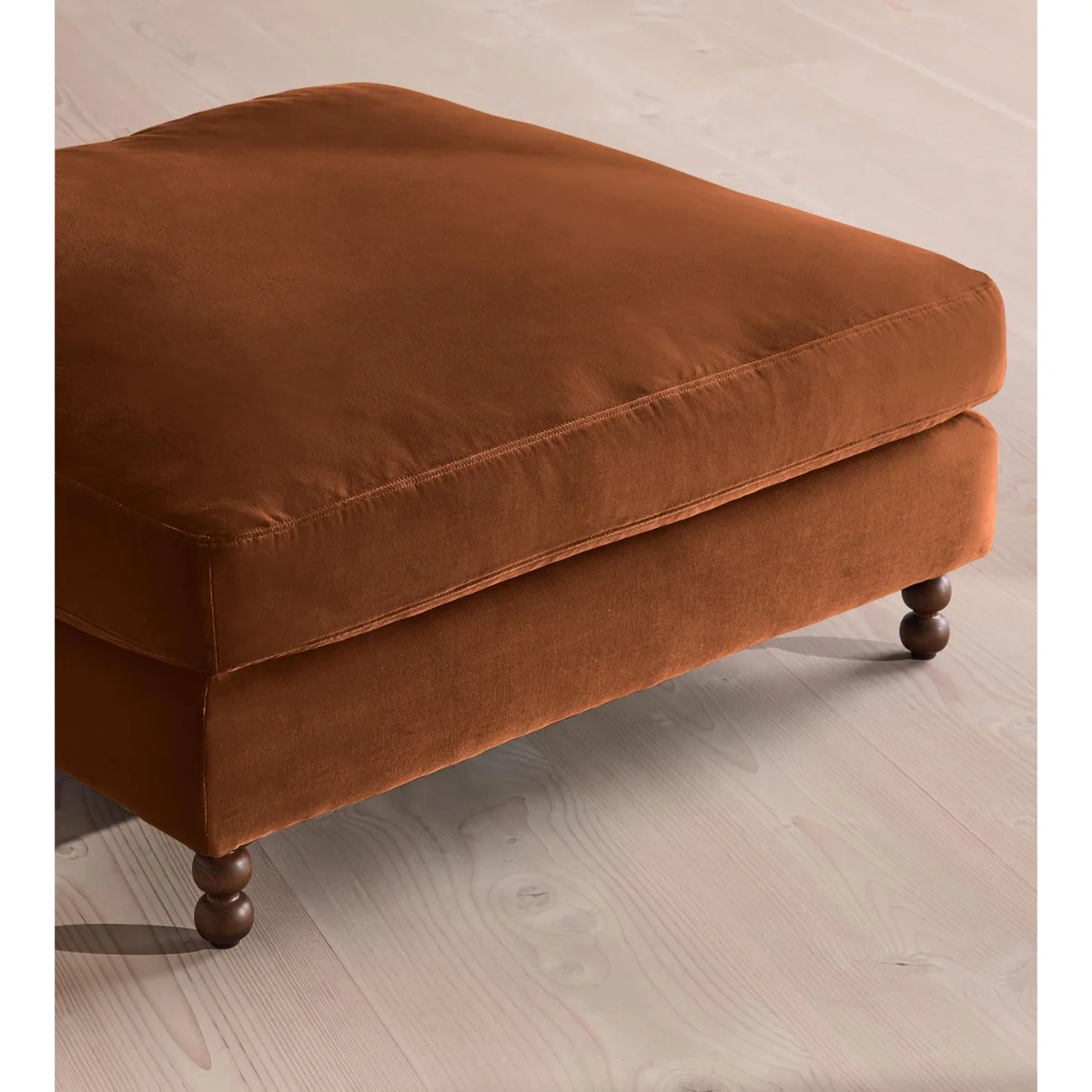 Audrey Square Ottoman, Velvet, Cinnamon, UK – image 4