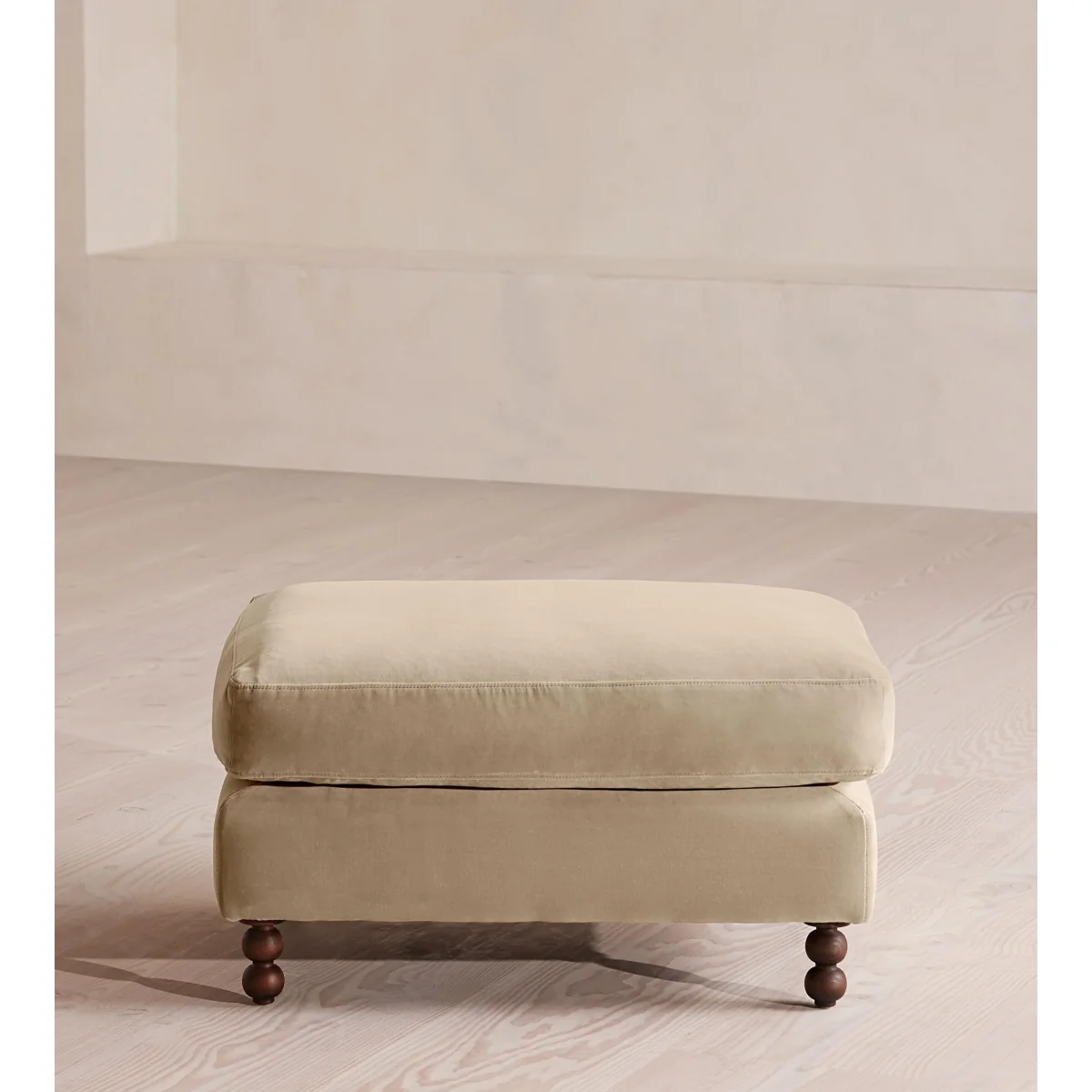 Audrey Rectangle Ottoman, Velvet, Oyster, UK – image 3