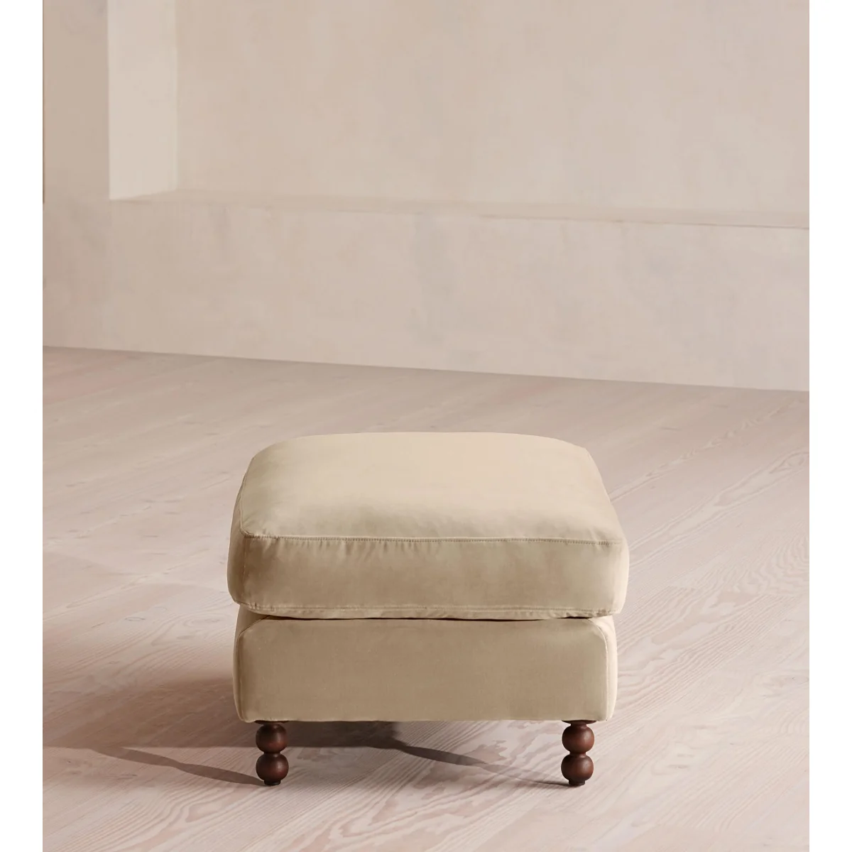 Audrey Rectangle Ottoman, Velvet, Oyster, UK – image 4