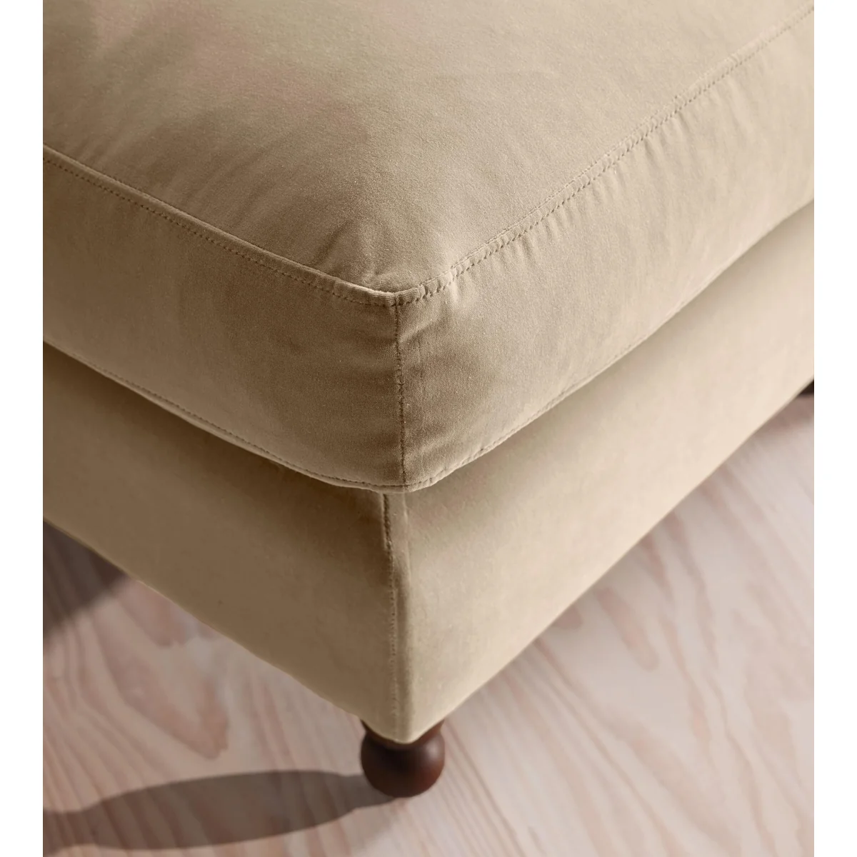 Audrey Rectangle Ottoman, Velvet, Oyster, UK – image 5