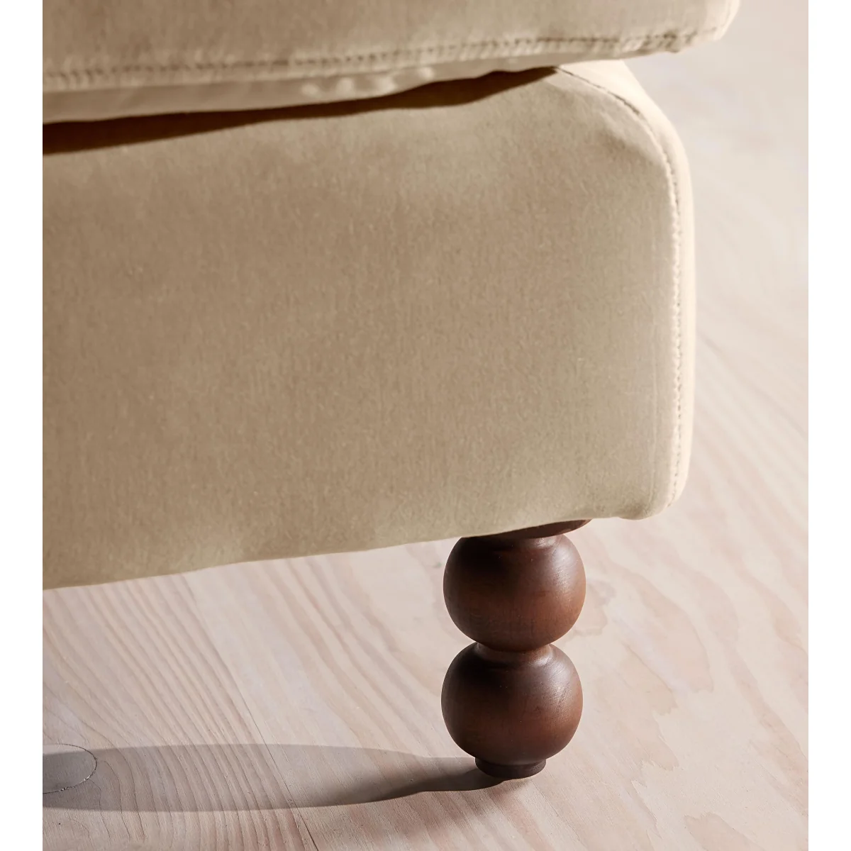 Audrey Rectangle Ottoman, Velvet, Oyster, UK – image 6