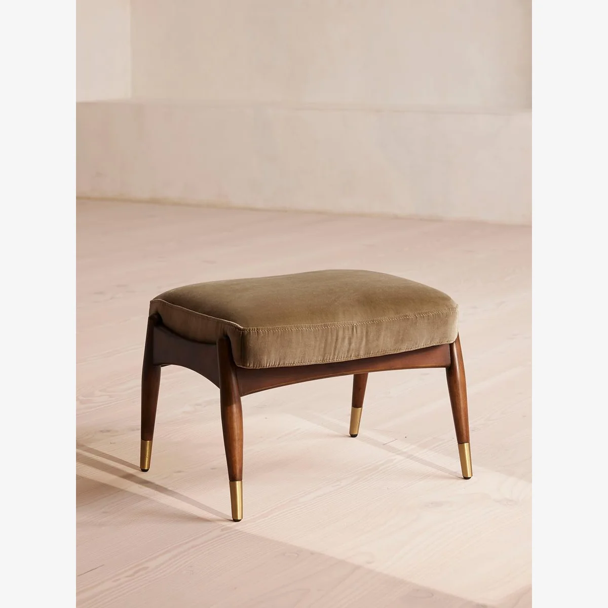 Theodore Footstool, Velvet, Truffle, UK – image 1