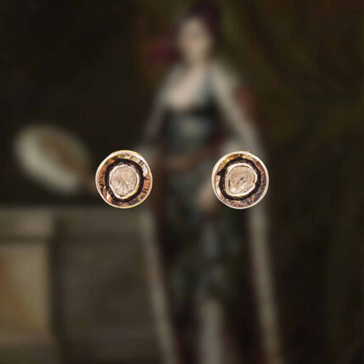 Women's Gold Ottoman Diamond Circle Earrings | 1610Istanbul – image 2
