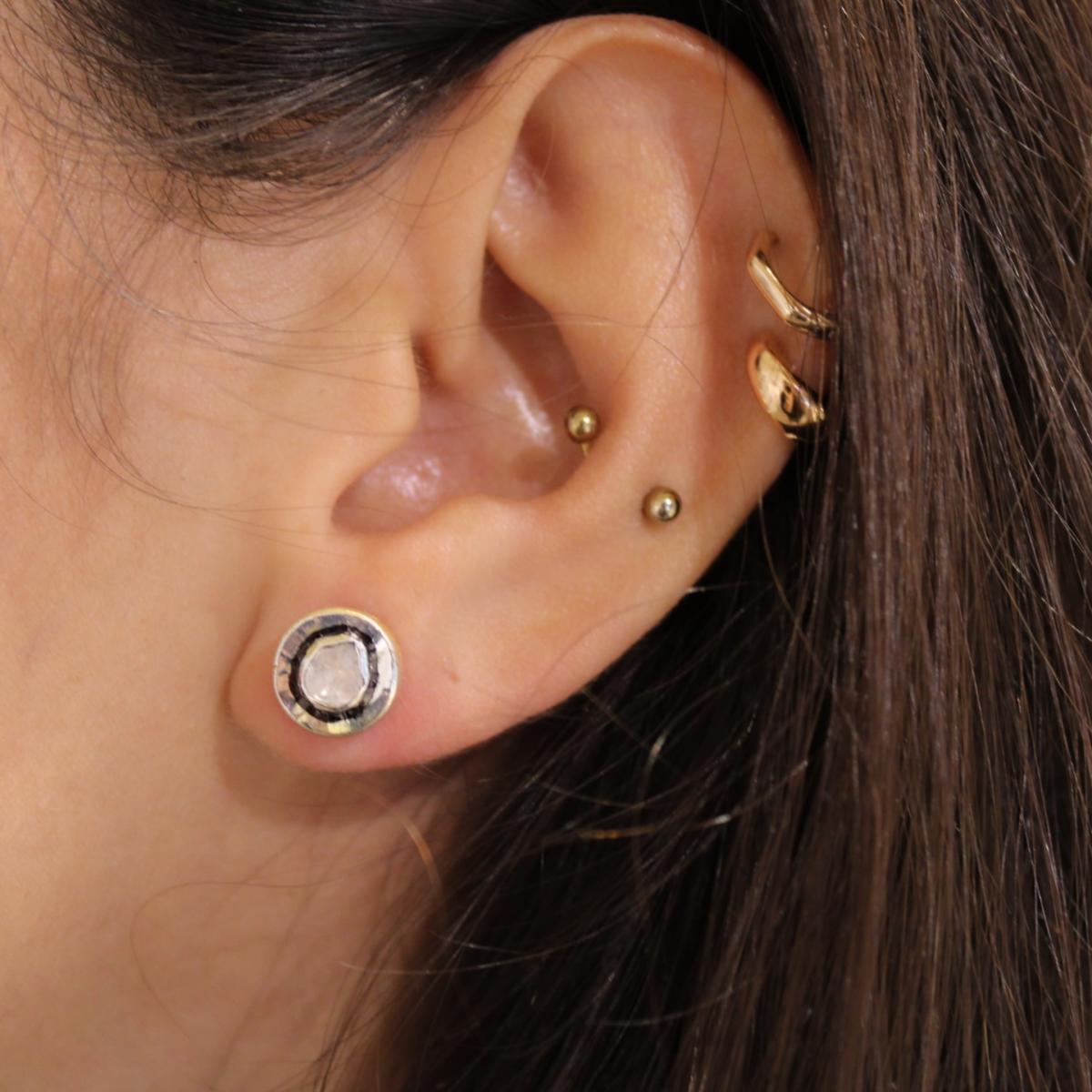 Women's Gold Ottoman Diamond Circle Earrings | 1610Istanbul – image 4