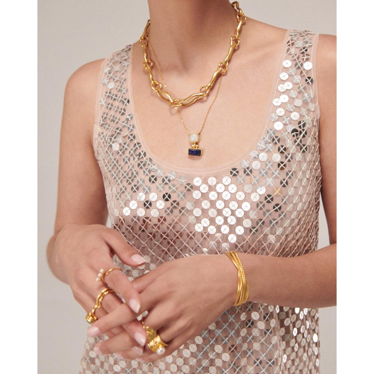 Women's White / Gold / Blue Nerissa Lapis & Moonstone Pendant Necklace | Ottoman Hands – image 2