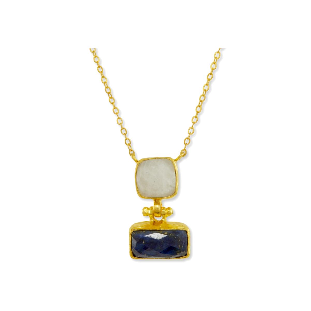 Women's White / Gold / Blue Nerissa Lapis & Moonstone Pendant Necklace | Ottoman Hands – image 1