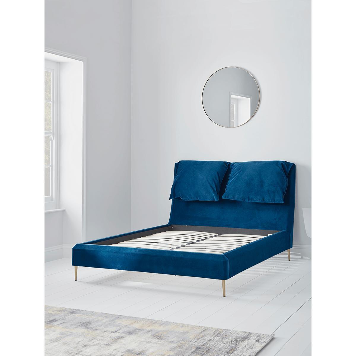 Pillowy Velvet Kingsize Bed - Deep Blue – image 2