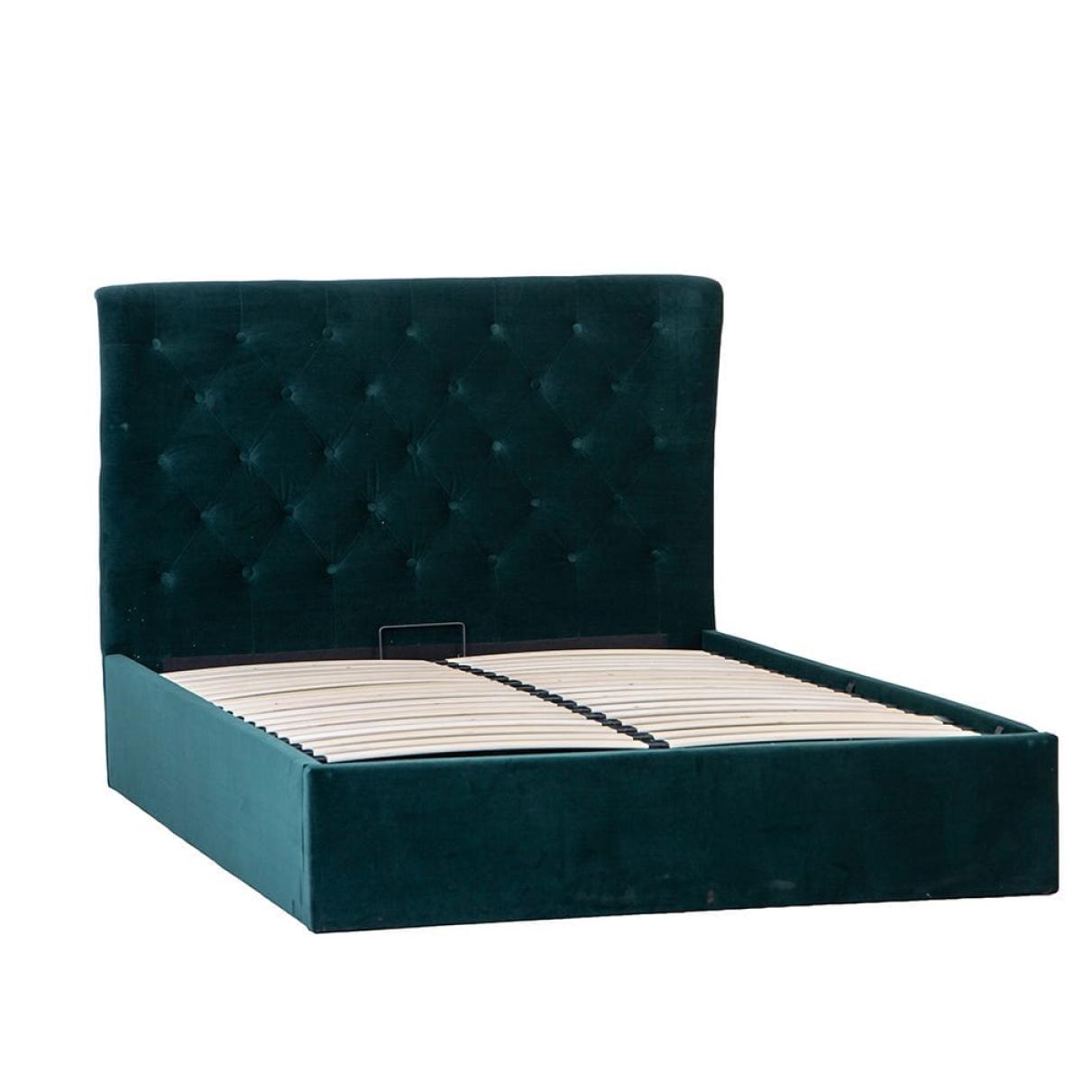 Chelsea End Lift Ottoman King Size Bed Frame Bottle Green Velvet – image 3