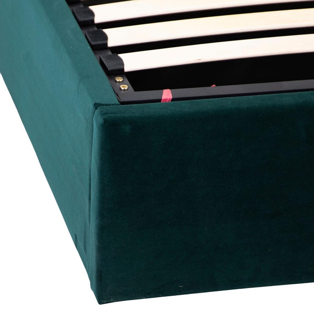 Chelsea End Lift Ottoman King Size Bed Frame Bottle Green Velvet – image 6
