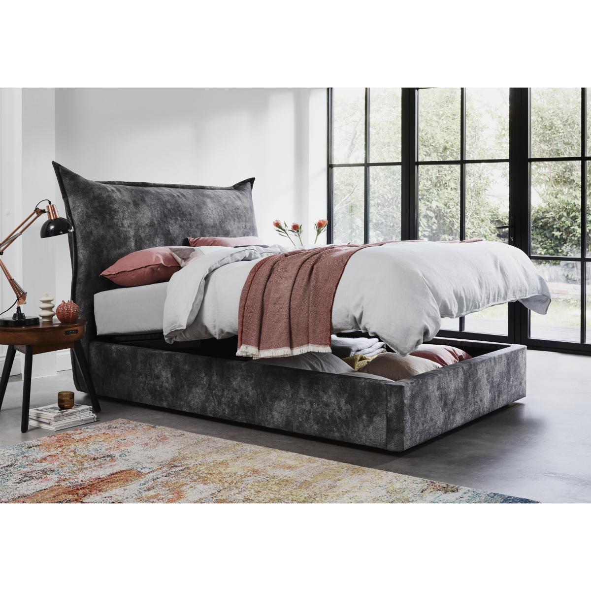 Lunar Manual Lift Ottoman Bed Frame - King Size - Grey – image 3
