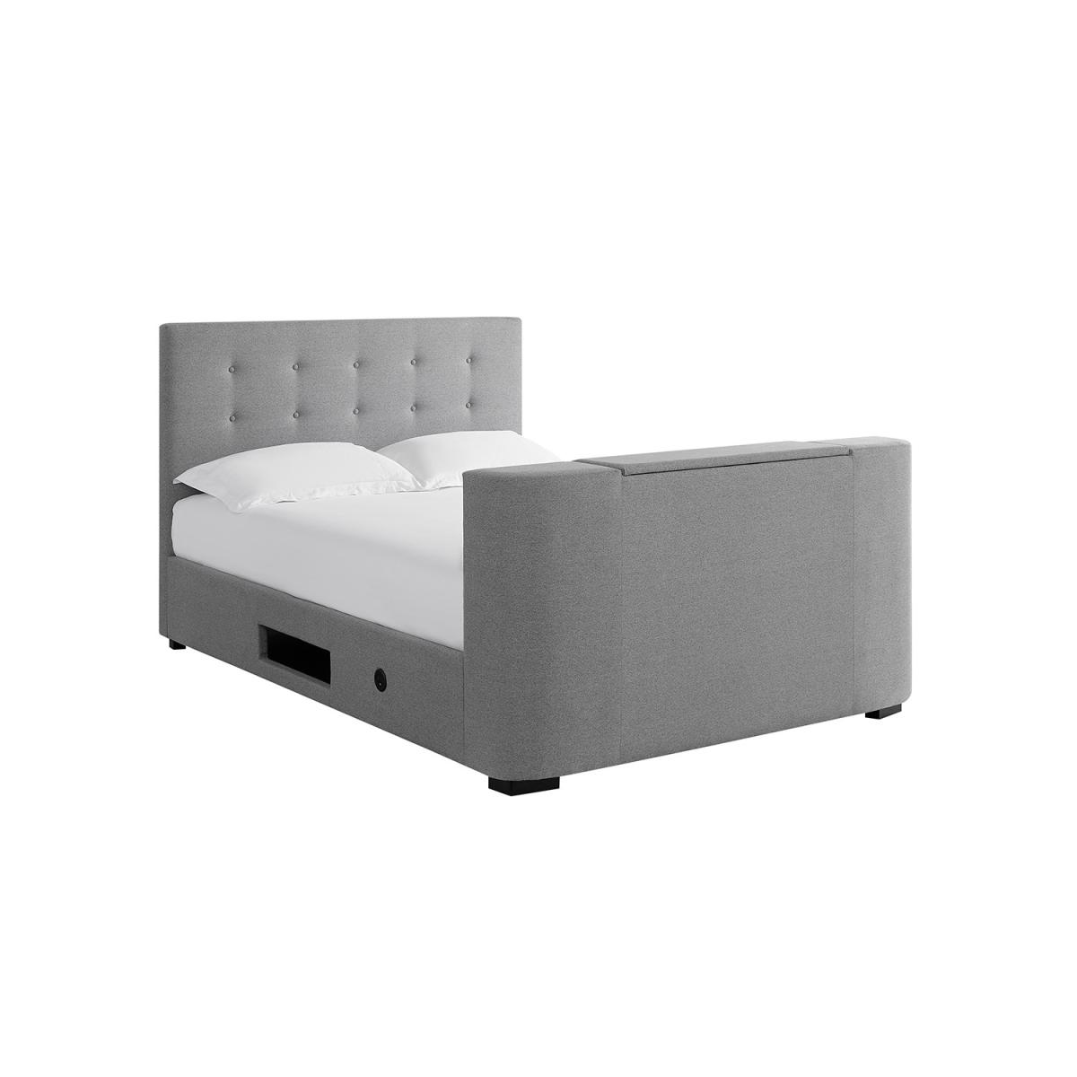 LPD Mayfair TV Bed Frame Upholstered in Grey Fabric - King Size – image 2
