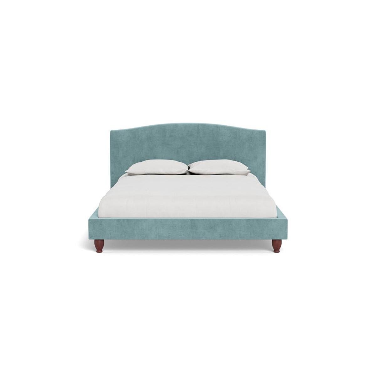 Heal's Devon King Bed Smart Luxe Velvet Mineral Blue Walnut Stained Feet – image 2