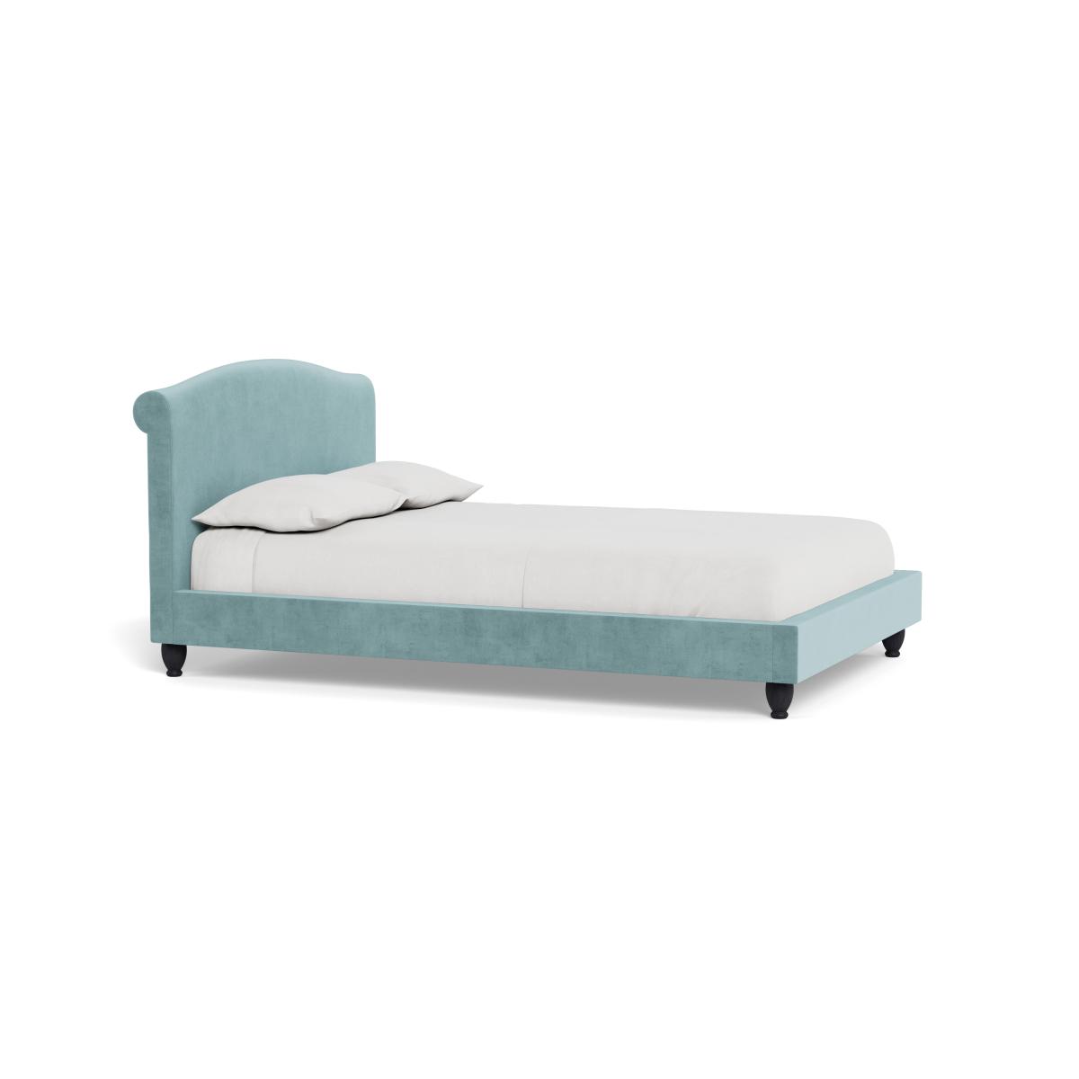 Heal's Devon King Bed Smart Luxe Velvet Mineral Blue Walnut Stained Feet – image 3