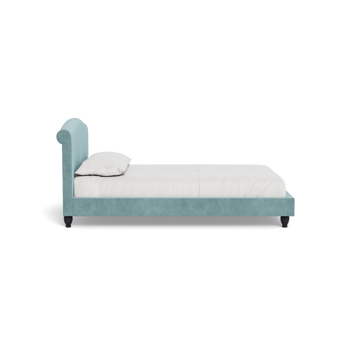 Heal's Devon King Bed Smart Luxe Velvet Mineral Blue Walnut Stained Feet – image 4