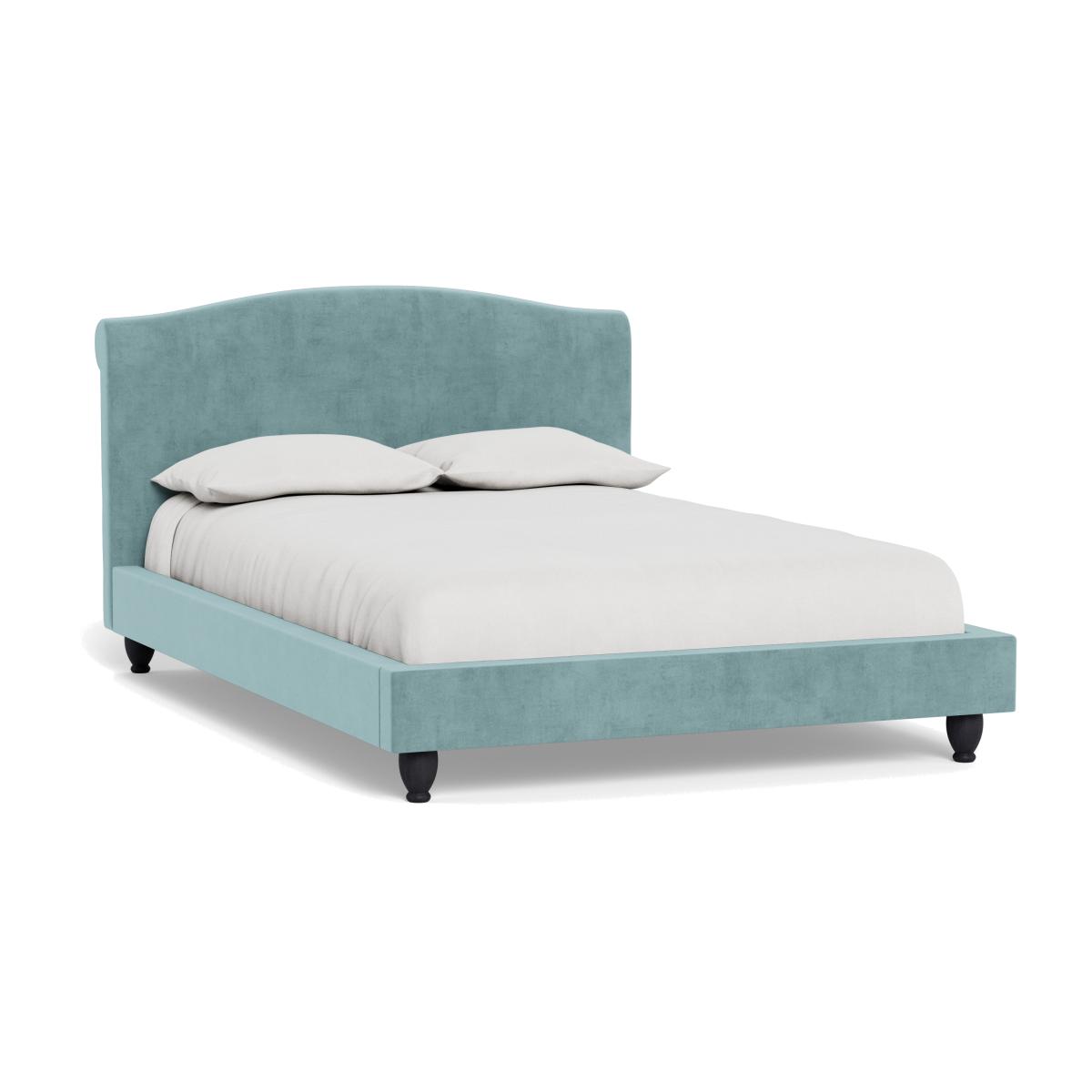 Heal's Devon King Bed Smart Luxe Velvet Mineral Blue Walnut Stained Feet – image 1