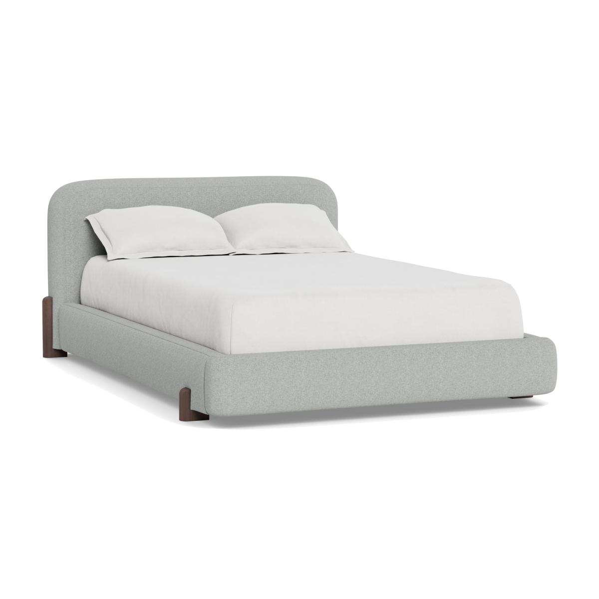 Heal's Nuvola King Bed Melton Wool Limestone Walnut Stained Oak Feet - Heal's UK Bedroom Furniture – image 1