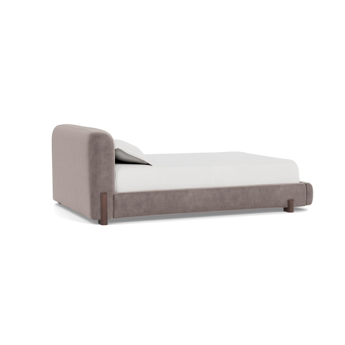 Heal's Nuvola King Bed Smart Luxe Velvet Mushroom Walnut Stained Oak Feet - Heal's UK Bedroom Furniture – image 4