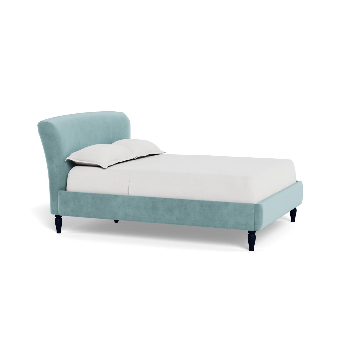 Heal's Darcey Bed King Smart Luxe Velvet Mineral Blue Black Painted Oak Feet – image 3