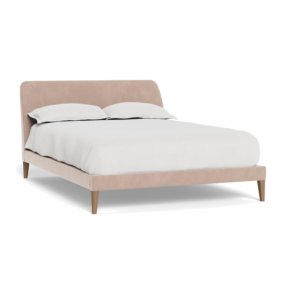 Heal's Wallis Bed King Smart Velvet Pebble Black Painted Oak Feet - Heal's UK Bedroom Furniture – image 1