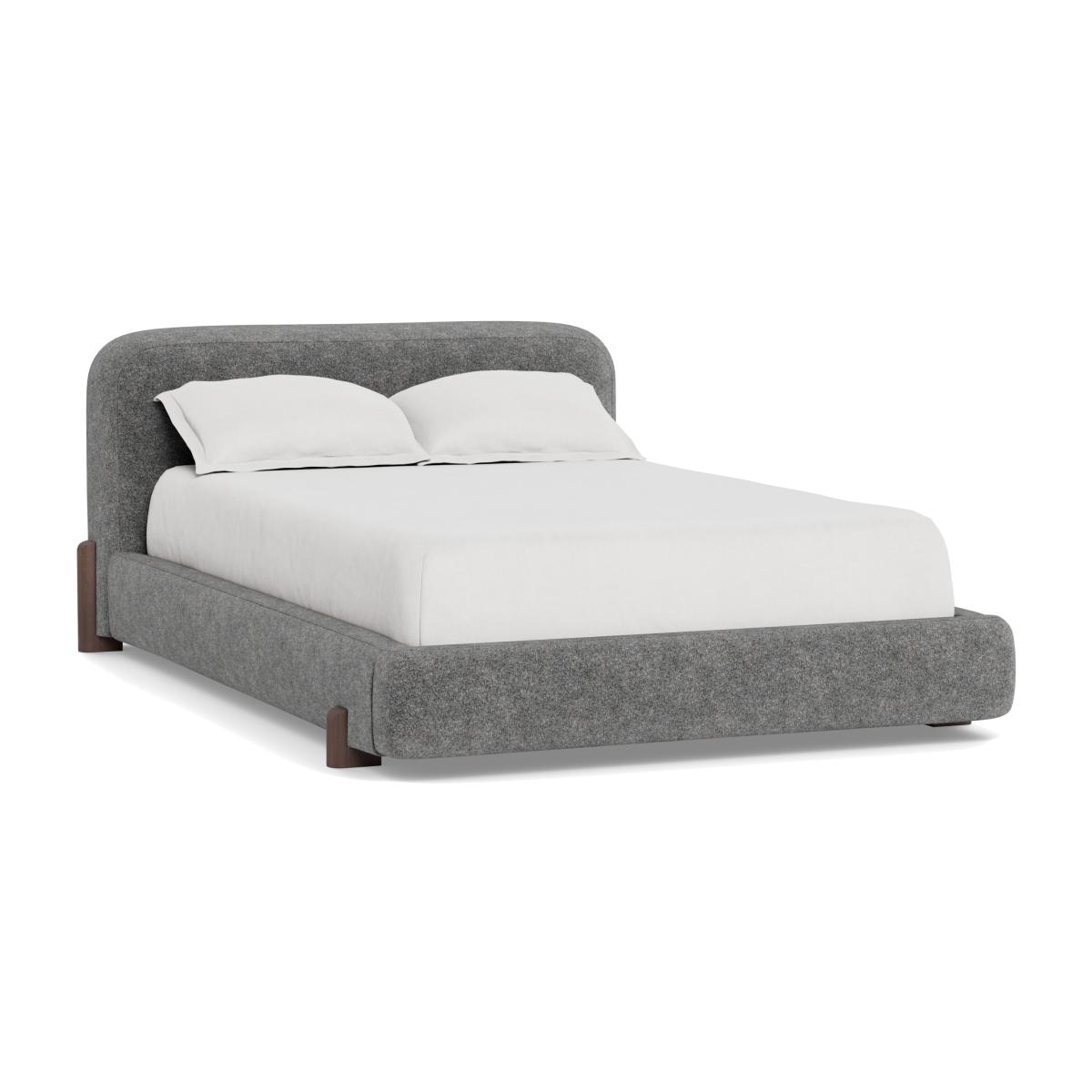 Heal's Nuvola King Bed Melton Wool Shale Walnut Stained Oak Feet - Heal's UK Bedroom Furniture – image 1