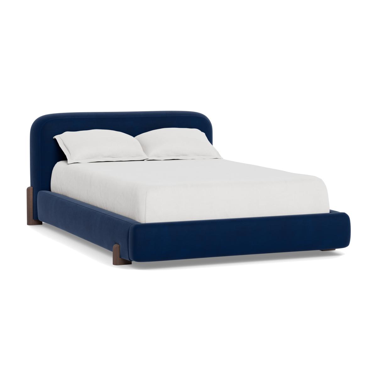 Heal's Nuvola King Bed Velvet Midnight Natural Oak Feet - Heal's UK Bedroom Furniture – image 1