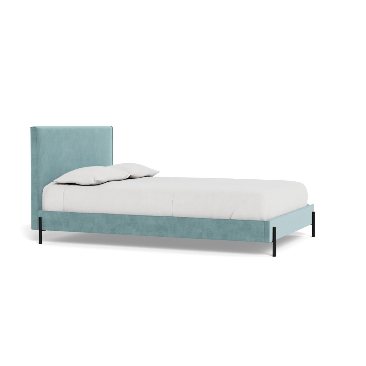 Heal's Tortona King Bed Smart Luxe Velvet Mineral Blue Black Feet – image 3