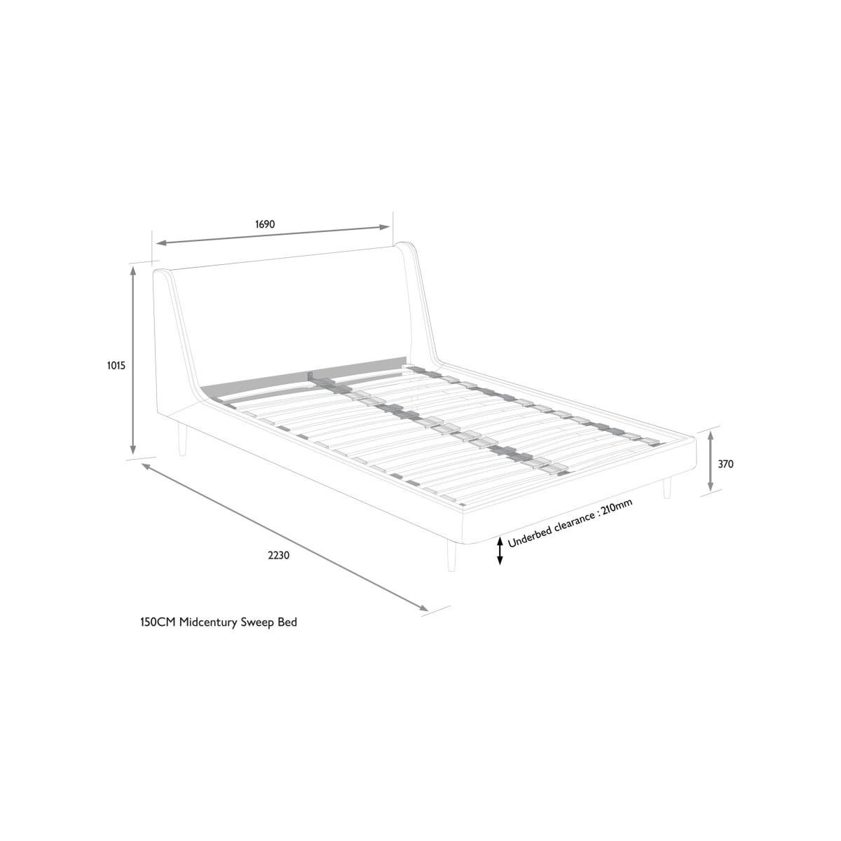 John Lewis Mid-Century Sweep Upholstered Bed Frame, King Size – image 8