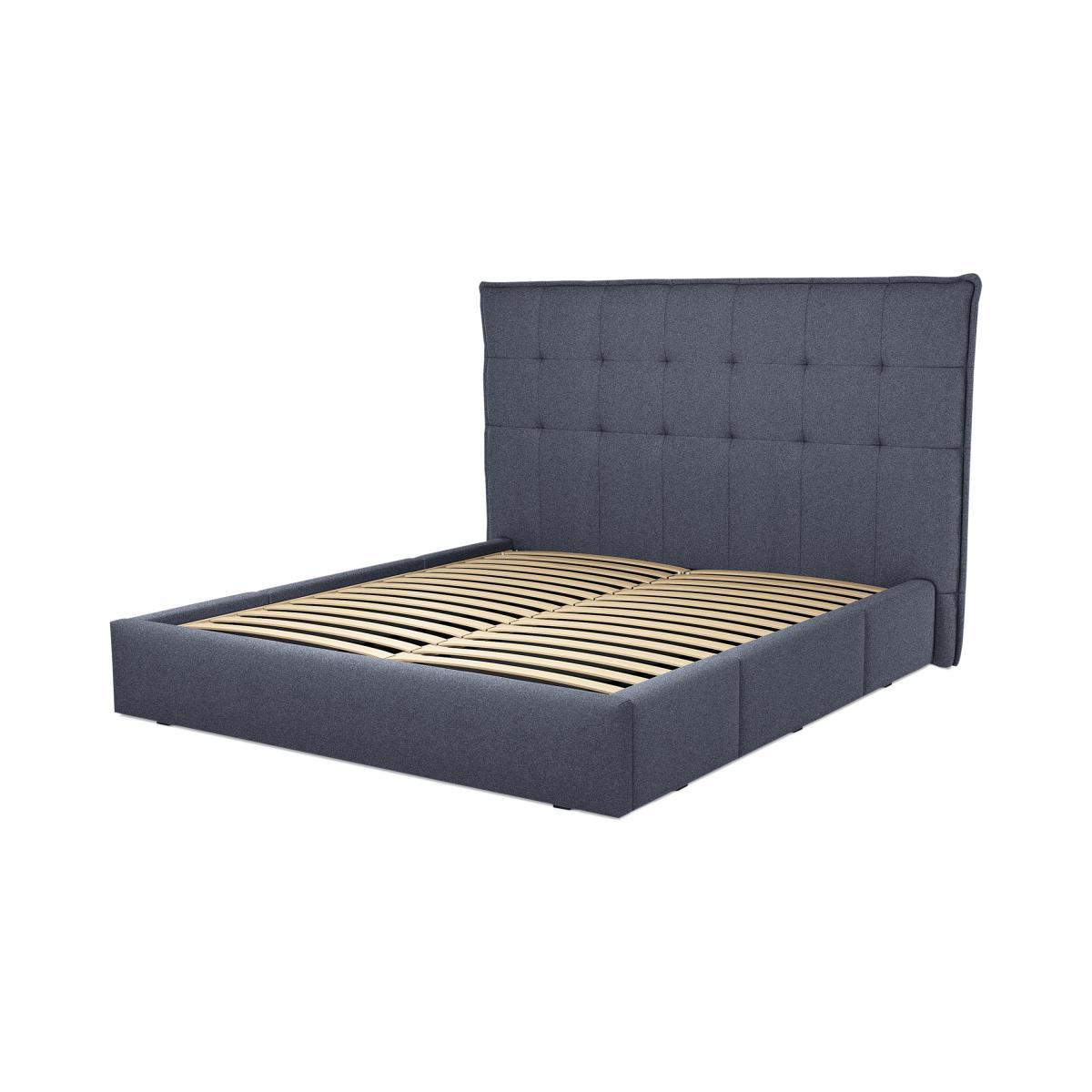 Lamas Super King Size Bed with Storage Drawers, Navy Wool – image 3
