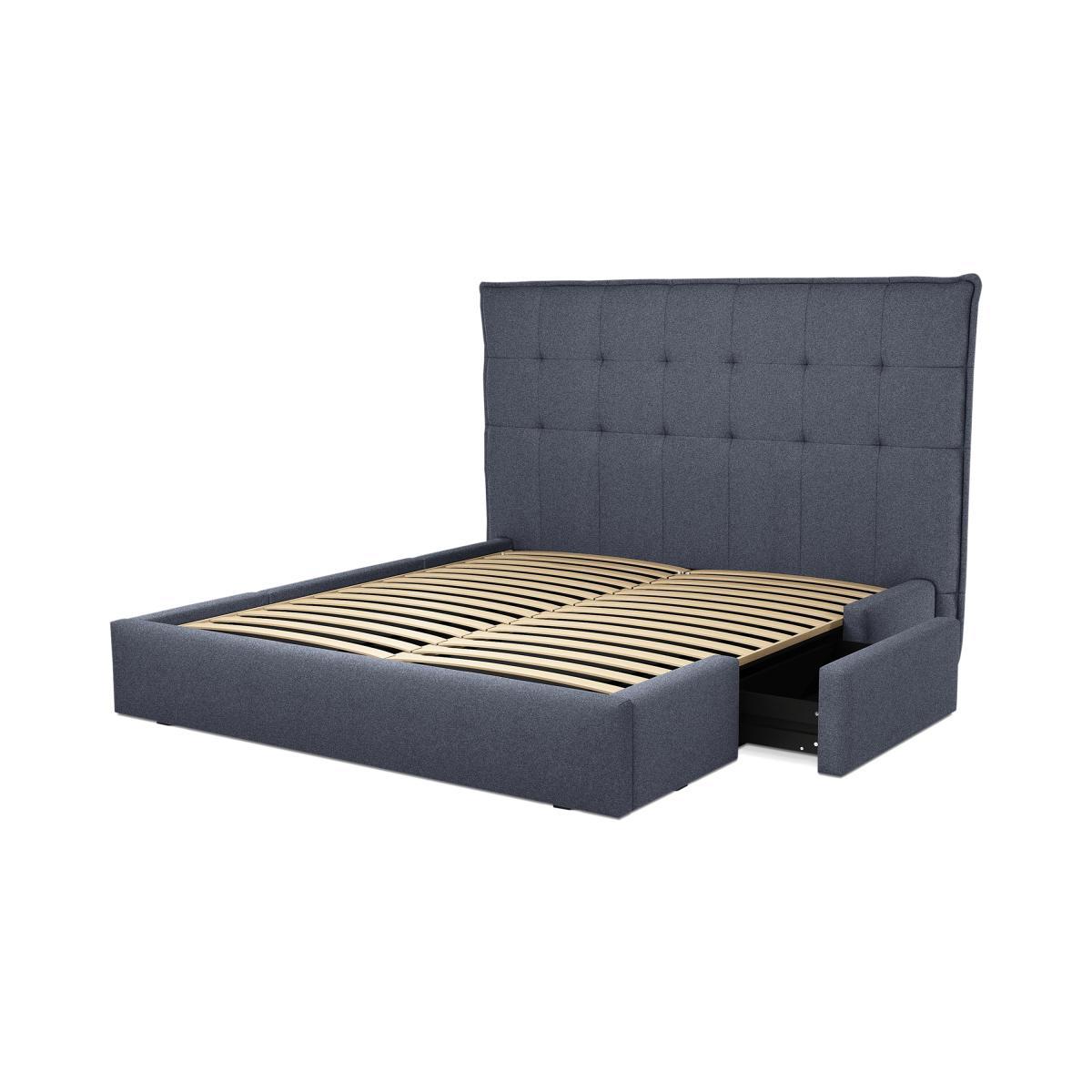 Lamas Super King Size Bed with Storage Drawers, Navy Wool – image 9